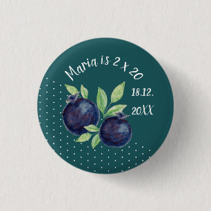 Sweet Blueberries Watercolor Hand-painted 3 Cm Round Badge