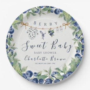 Sweet Blueberry Baby Shower Boy Paper Plates