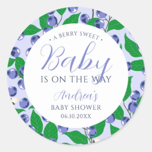 Sweet Blueberry Blue Baby Shower Classic Round Sticker