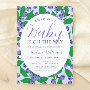 Sweet Blueberry Blue Baby Shower Invitation