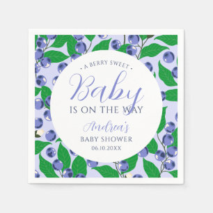 Sweet Blueberry Blue Baby Shower Napkin