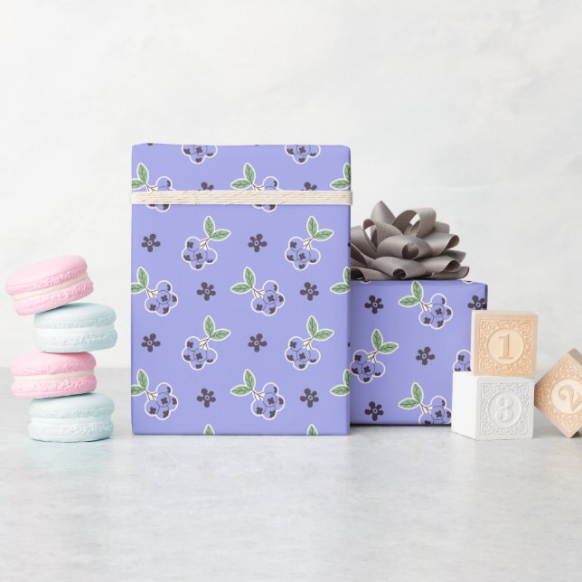 Sweet Blueberry Pattern Wrapping Paper Roll (Baby Shower)