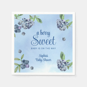 Sweet Blueberry Watercolor Baby Shower Napkin