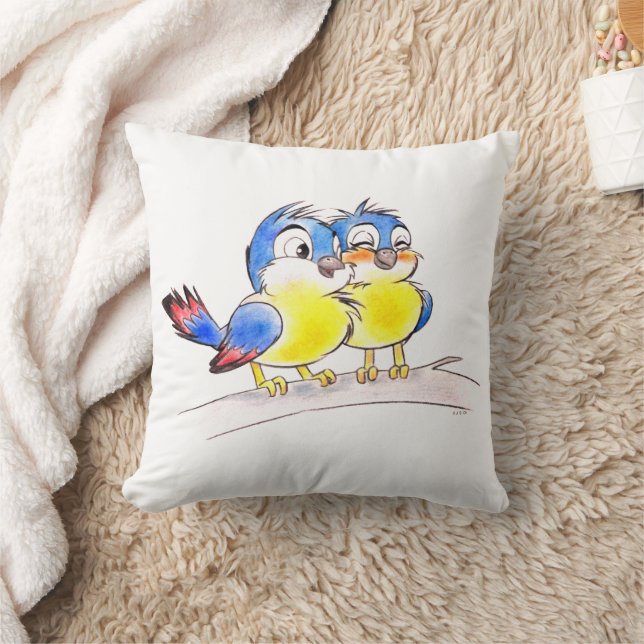 Sweet Bluebirds on a Branch Cushion (Blanket)