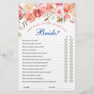 Sweet Blush Floral Watercolor Bridal Shower Game