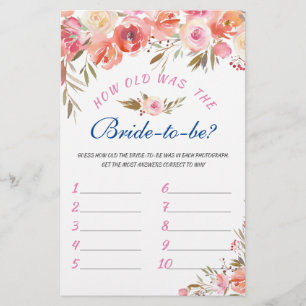 Sweet Blush Floral Watercolor Bridal Shower Game