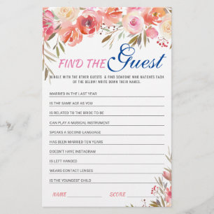 Sweet Blush Floral Watercolor Bridal Shower Game