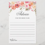 Sweet Blush Floral Well Wishes Advice Card<br><div class="desc">Sweet Blush Floral Well Wishes Advice Card.
Personalise with the bride to be's name and date of shower. 
 For further customisation,  please click the "customise further" link. If you need help,  contact me please.</div>