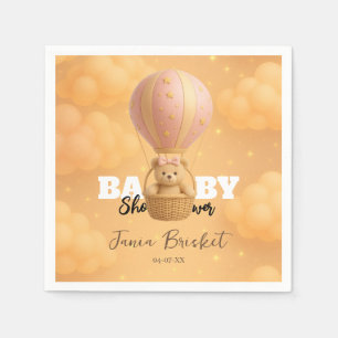 Sweet Blush Pink Dreamy Teddy Balloon Napkin