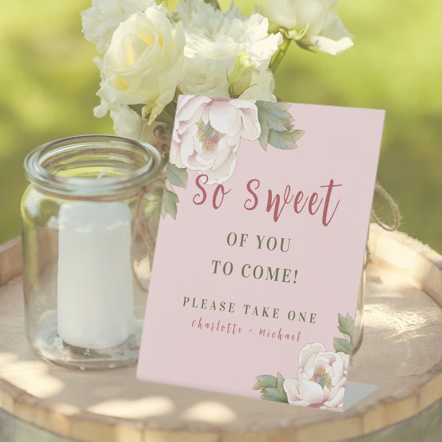 Sweet Blush Pink Peony Wedding Favour Sign (Creator Uploaded)