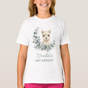 Sweet Boho Alpaca Birthday Gold Eucalyptus T-Shirt