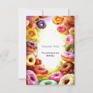 Sweet Boho Doughnut Birthday Thank You Card