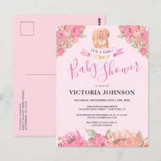 Sweet Boho Floral Squirrel Woodland Baby Shower In Postcard