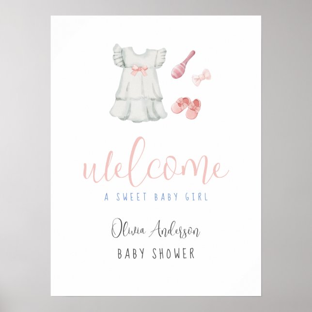 Sweet Boho Girl Outfit Baby Shower Welcome Sign (Front)