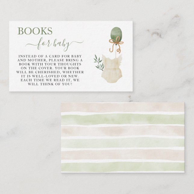 Sweet Boho Neutral Girl Baby Shower Books for Baby Enclosure Card (Front/Back)