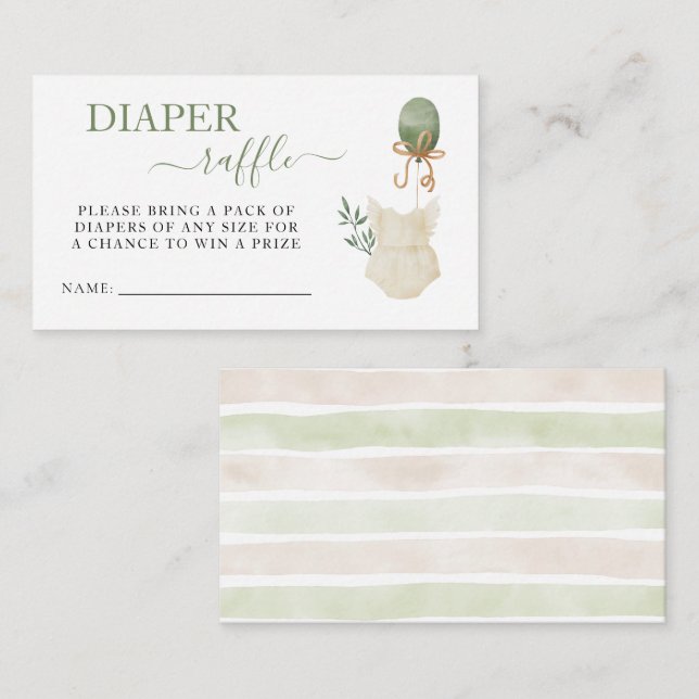 Sweet Boho Neutral Girl Baby Shower Diaper Raffle Enclosure Card (Front/Back)