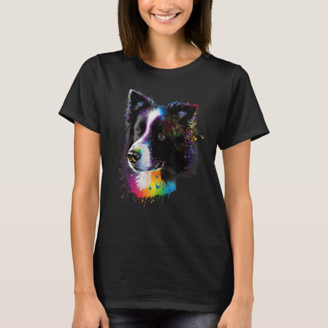 Sweet Border Collie Dog Portrait_6 T-Shirt (Front)