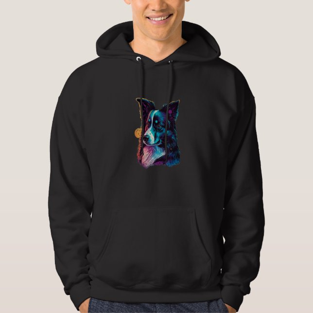 Sweet Border Collie Dog Portrait_8 Hoodie (Front)