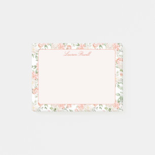 Sweet Botanical Rose Romantic Floral Personalised Post-it Notes