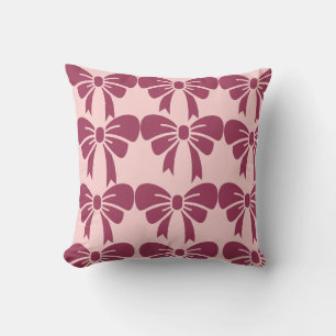 **"Sweet Bows – Soft Pink Decorative Throw Pillow" Cushion