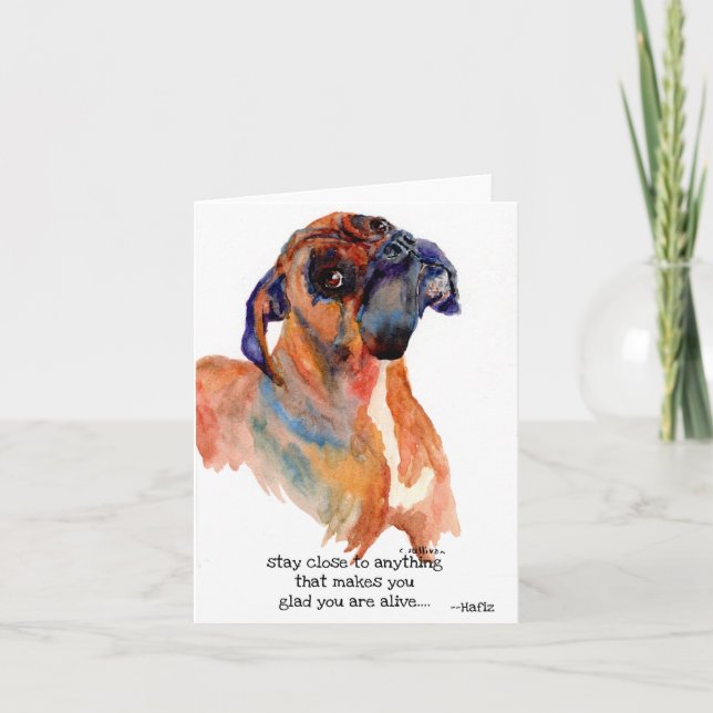 sweet Boxer watercolor + inspirational saying Thank You Card (Front)