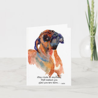 sweet boxer watercolor upbeatFolded Thank You Card
