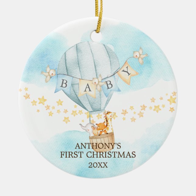 Sweet Boy Baby's First Christmas Ornament (Front)