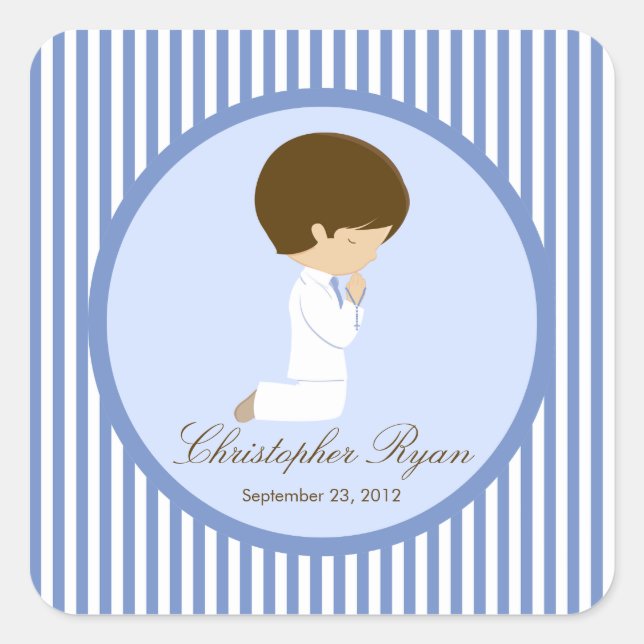 Sweet Boy First Holy Communion Sticker Blue (Front)