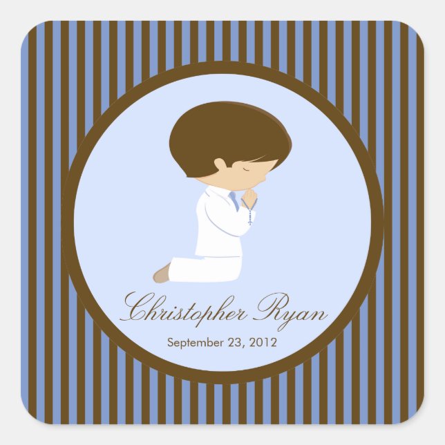 Sweet Boy First Holy Communion Sticker Brown (Front)