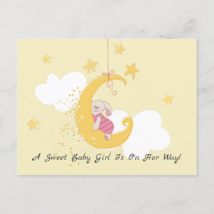 Sweet Boy Rabbit Moon Baby Shower Invitation Postcard