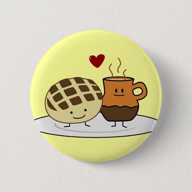 Sweet Bread Hot Chocolate Pan dulce Mexican concha 6 Cm Round Badge (Front)