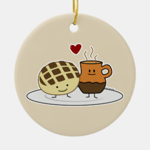 Sweet Bread Hot Chocolate Pan dulce Mexican concha Ceramic Tree Decoration