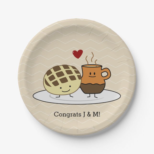 Sweet Bread Hot Chocolate Pan dulce Mexican concha Paper Plate (Front)