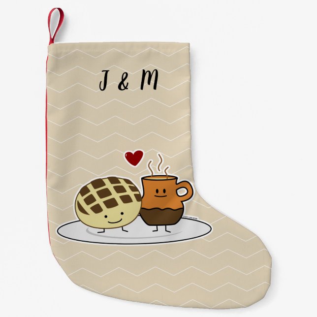 Sweet Bread Hot Chocolate Pan dulce Mexican concha Small Christmas Stocking (Front)