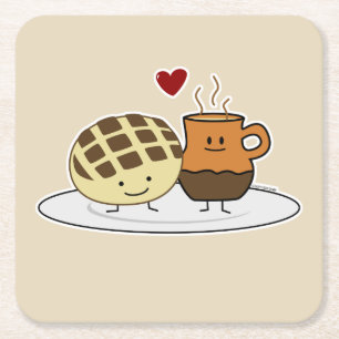 Sweet Bread Hot Chocolate Pan dulce Mexican concha Square Paper Coaster