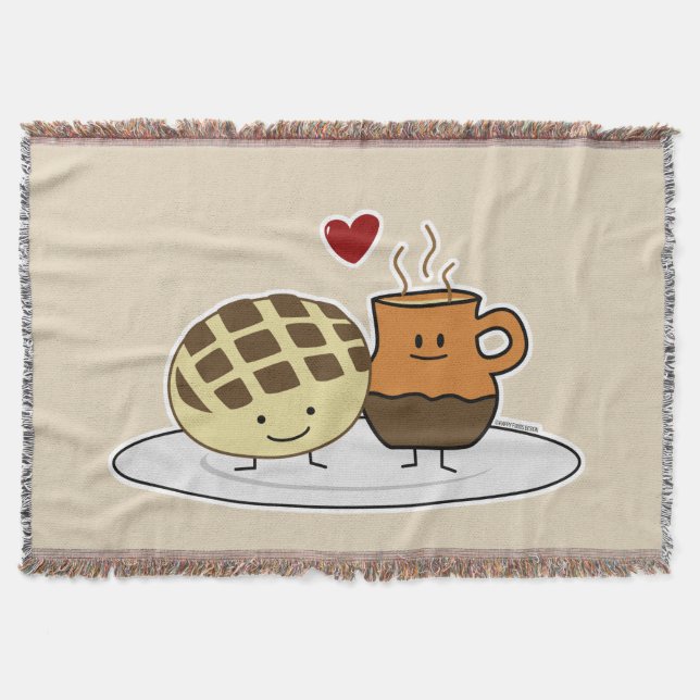 Sweet Bread Hot Chocolate Pan dulce Mexican concha Throw Blanket (Front)