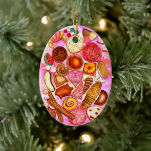 Sweet Bread Mexican Pan Dulce Ceramic Tree Decoration