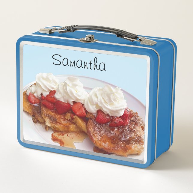 Sweet Bread With Strawberries And Cream Metal Lunch Box (Front)