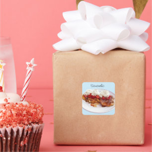 Sweet Bread With Strawberries And Cream Square Sticker