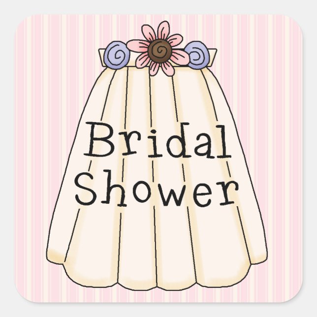 Sweet Bridal Veil Bridal Shower Sticker (Front)