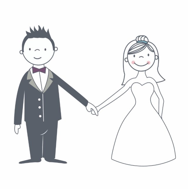 Sweet Bride & Groom Cake Topper Standing Photo Sculpture (Front)