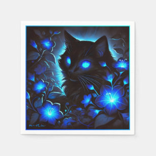 Sweet bright blue meow cat napkin