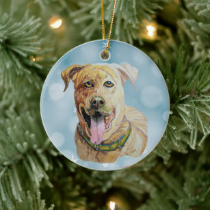Sweet Brindle Staffordshire Terrier Original Art   Ceramic Tree Decoration
