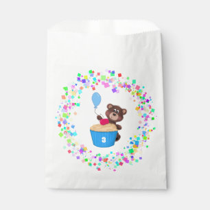 Sweet Brown Bear Blue Cupcake Birthday Favour Bags