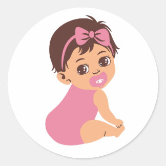 Sweet Brown-Haired Baby Girl Sticker