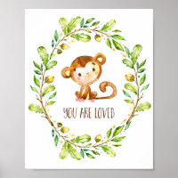 Sweet Brown Watercolor Monkey You Are Loved