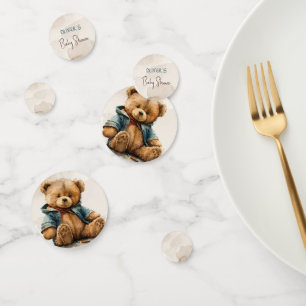 Sweet brown watercolor teddy bear Baby Shower Confetti