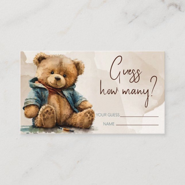 Sweet brown watercolor teddy bear Baby Shower Enclosure Card (Front)