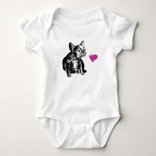 Sweet Bulldog Dog Heart Baby Jersey Bodysuit