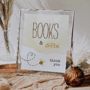 Sweet Bumble Bee Baby Shower Books and Gifts Sign